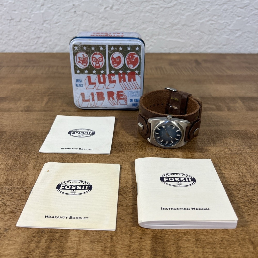 Fossil Men's Leather Banded Watch Brown JR-8801 W/ Box & Papers - Needs Battery
